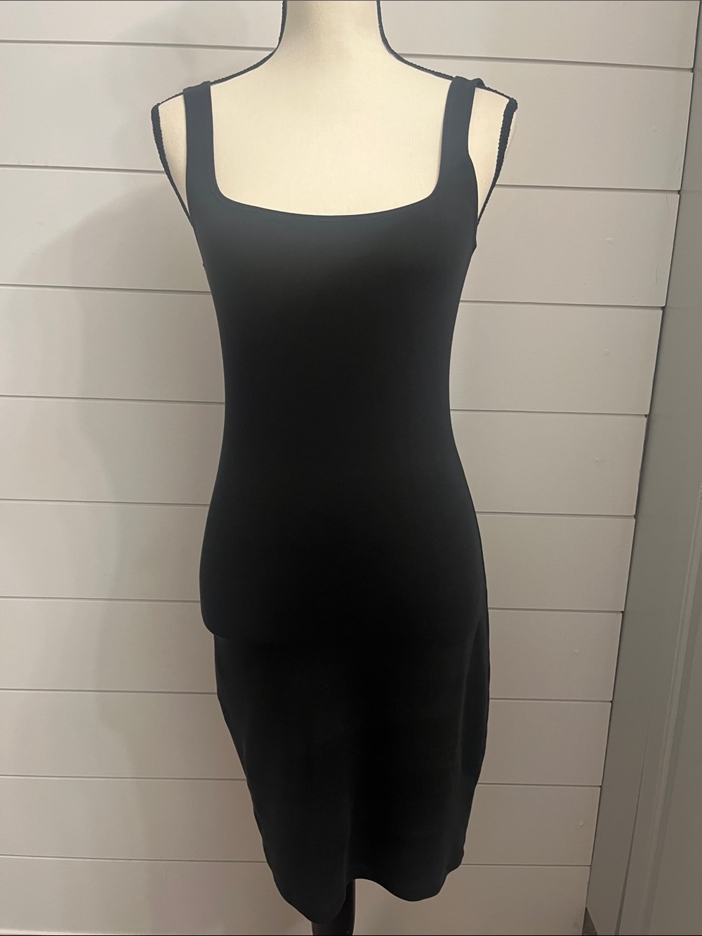 bobi Black Square-Neck Tank Midi Dress